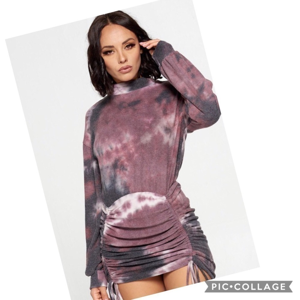 SALE!? 1 Left!! Plum & Black Tie Dyed Sweater - Picture 2 of 4